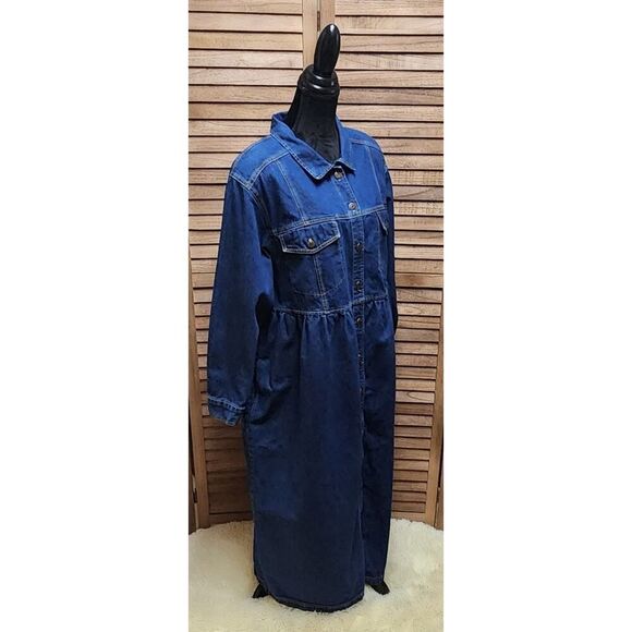 Carole Little Plus 18 Denim Button-Up Jean Modest Dress Maxi Full Bottom Dress - Picture 2 of 7